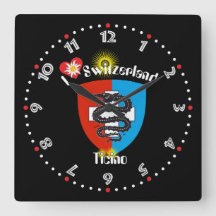 Ticino Schweiz Suisse Svizzera Svizra Uhr Fyrkantig Klocka