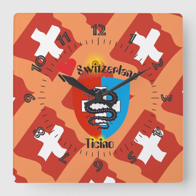 Ticino Schweiz Suisse Svizzera Svizra Uhr Fyrkantig Klocka (Framsida)