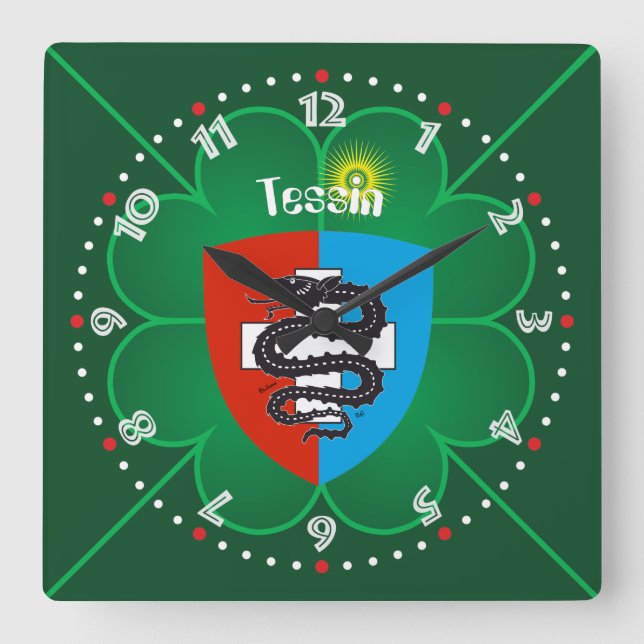 Ticino Schweiz Suisse Svizzera Svizra Uhr Fyrkantig Klocka (Framsida)