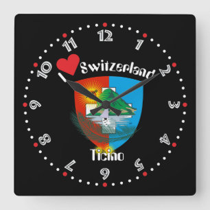 Ticino Schweiz Suisse Svizzera Svizra Uhr Fyrkantig Klocka