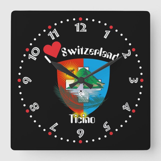Ticino Schweiz Suisse Svizzera Svizra Uhr Fyrkantig Klocka (Framsida)