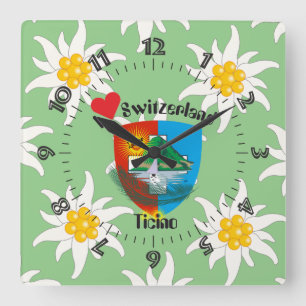 Ticino Schweiz Suisse Svizzera Svizra Uhr Fyrkantig Klocka