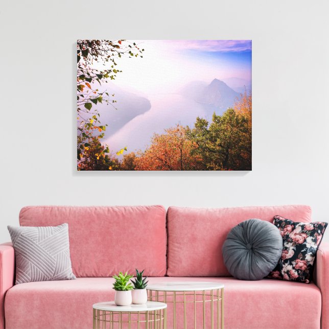 Ticino, Schweiz: Utsikt från Monte Bre Canvastryck (Insitu (Vardagsrum))