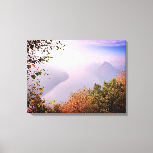 Ticino, Schweiz: Visa från Monte Bre Canvastryck (Framsida)