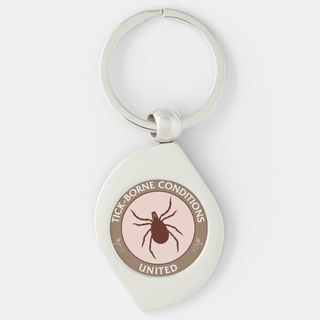 Tick-Borne Villkor United Awareness Charm Swirl Silverfärgad Nyckelring (Framsidan)