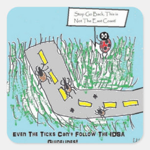 Tick Humor slamming IDSA Lyme Disease Guidelines Fyrkantigt Klistermärke