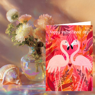 TICKLED ROSA Flamingos Valentine Whimsical Cute Kort