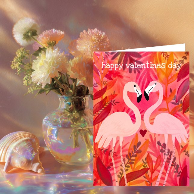 TICKLED ROSA Flamingos Valentine Whimsical Cute Kort (TICKLED PINK Flamingos Valentine Whimsical Cute Card
)