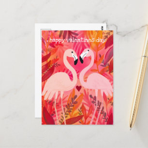 TICKLED ROSA Flamingos Valentine Whimsical Cute Vykort
