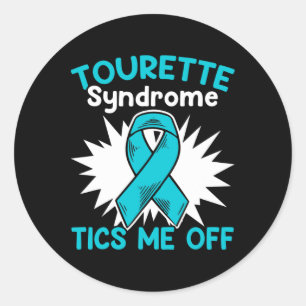 Ticks av Teal Ribbon Tourette Syndrome Awarene Runt Klistermärke
