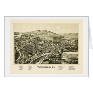 Ticonderoga panorama- karta för NY - 1891 Hälsningskort