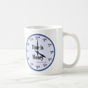 Tid är pengar - Mugg Blue Clock Ansikte