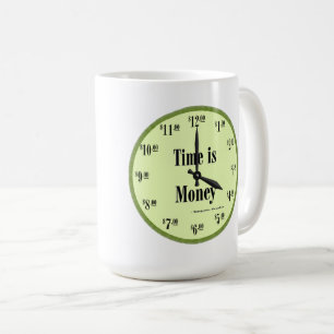 Tid är pengar - Mugg Grönt Clock Ansikte