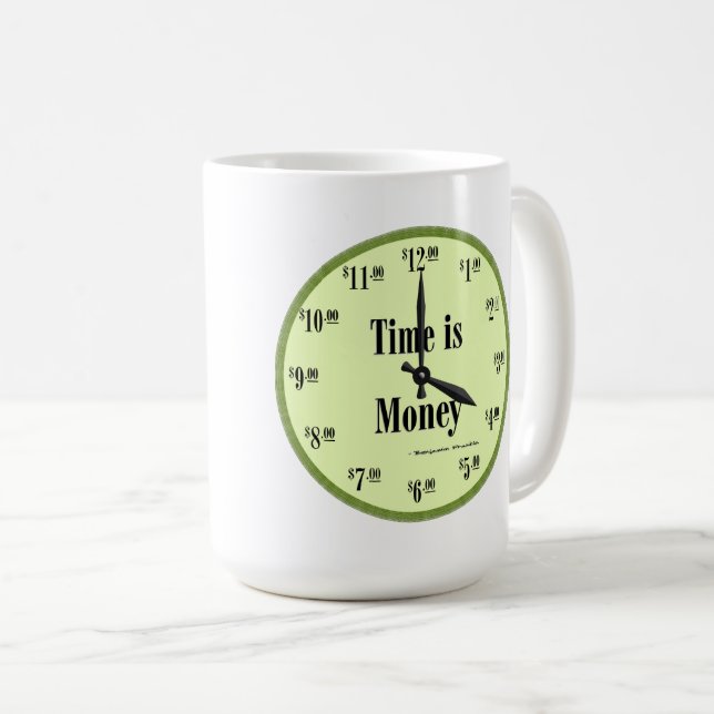 Tid är pengar - Mugg Grönt Clock Ansikte (Framsida höger)
