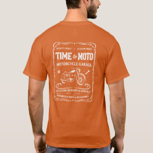 Tid att Moto Motorcykelgarage Etikett T-Shirt