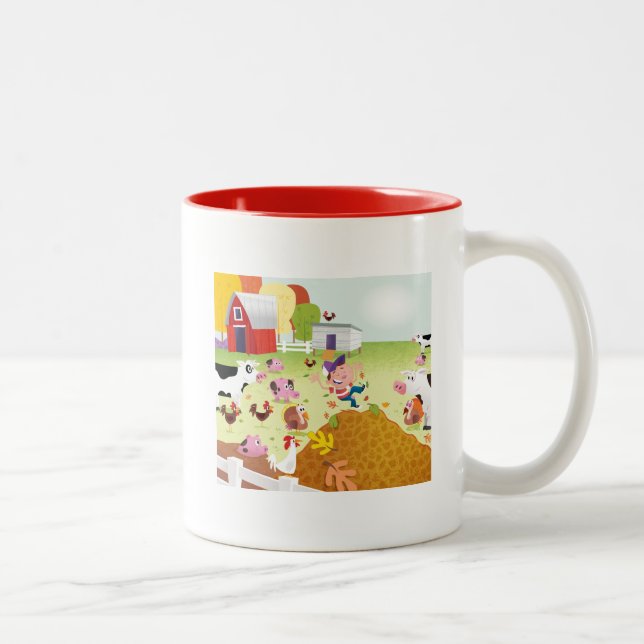 Tid att räkna - Farmyard Två-Tonad Mugg (Höger)