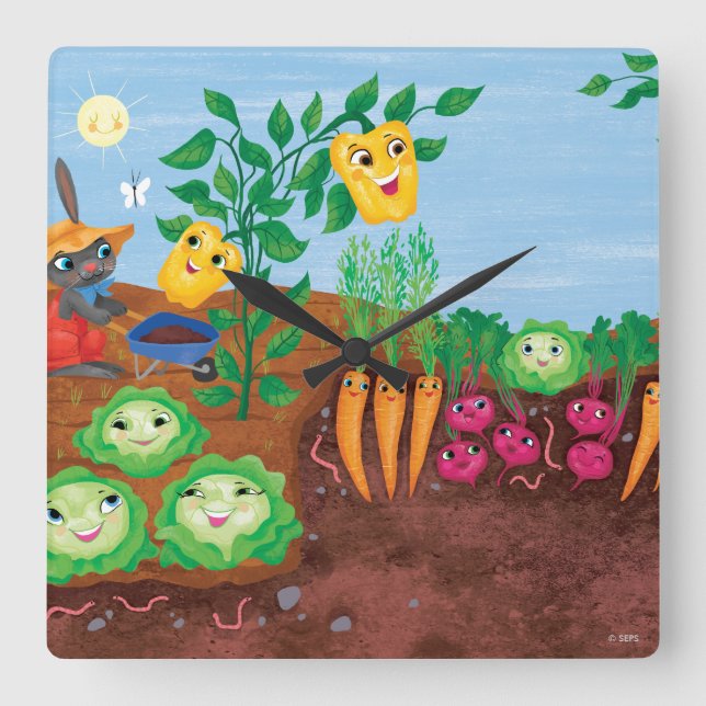 Tid att räkna-Garden Fyrkantig Klocka (Framsida)