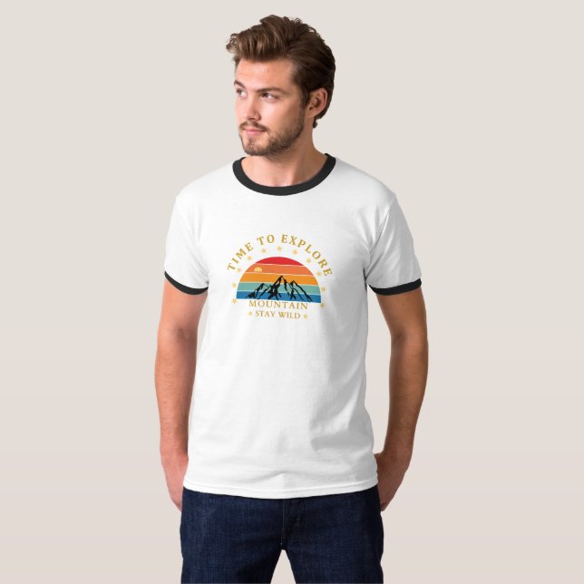 Tid att utforska Mountain Shirt – Retro vandring T (Hel framsida)