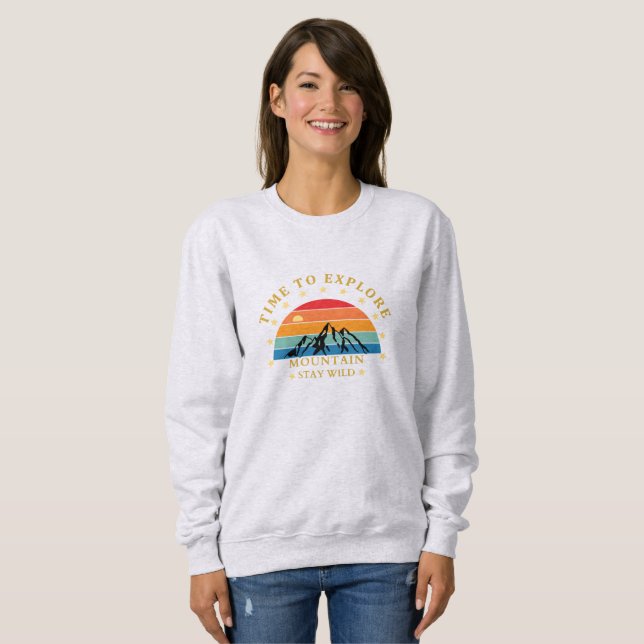 Tid att utforska Mountain Shirt – Retro vandring T (Hel framsida)