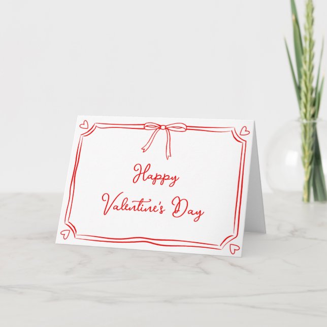 Tid av Alla hjärtans dag Coquette Bow Girly Red Kort (Framsida)