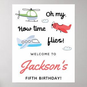 Tid flyget Flygplanets helikopter - födelsedag Poster