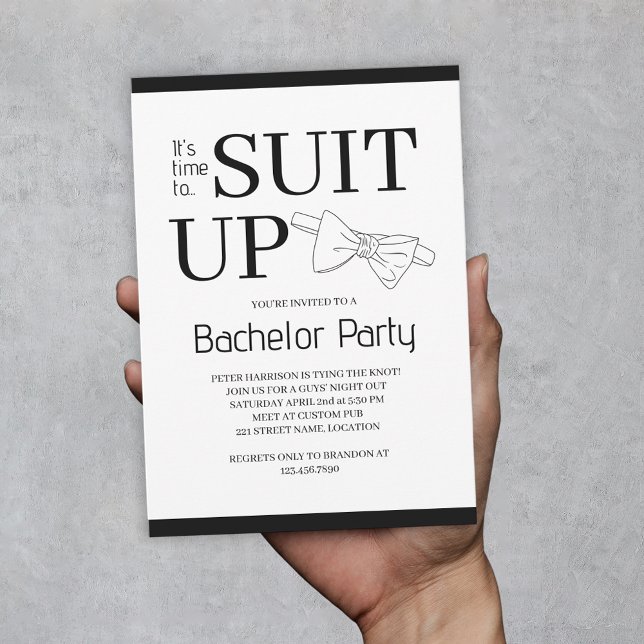 Tid för Anpassningsbar Manar Bachelor Party i Kost Inbjudningar (Time To Suit Up Custom Men Bachelor Party Invitation
)