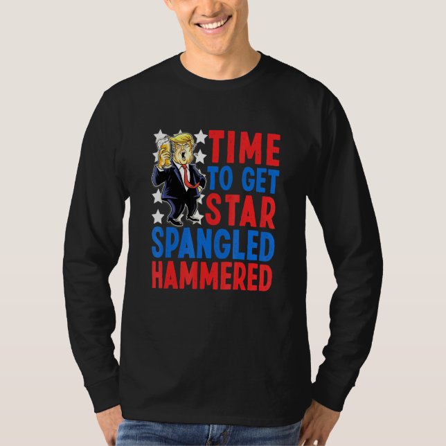 Tid för att få stjärnan spridd i hammaren 4:e juli t shirt (Framsida)