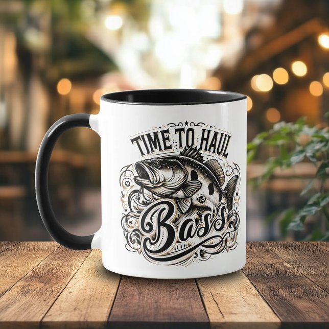 Tid för att stoppa Bass-fiske Mugg (Funny Time to Haul Bass 11 oz Fishing Humor Mug Cover Photo)