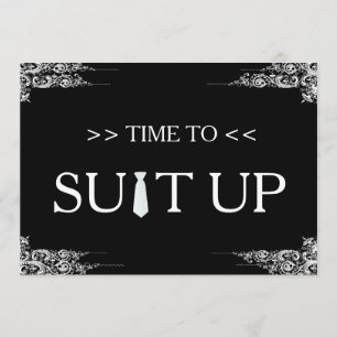 Tid för att suitup Black Chalk Board Swirl Inbjudningar