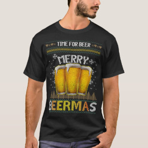 Tid för Beer Merry Beermas Funny Julöl L T Shirt