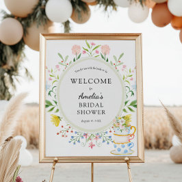 Tid för bröllopsdusch för vildblommor välkommen poster