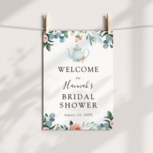 Tid för bröllopsduschens välkomstaffisch för te poster