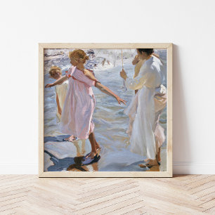 Tid för en Bathe, Valencia Joaquín Sorolla Poster