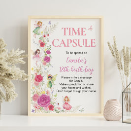 Tid för Fairy Blommigt Födelsedagsfest Capsule-tec Poster
