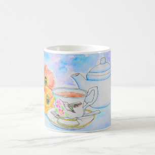 Tid för färgmålning av Tea Watercolor Kaffemugg