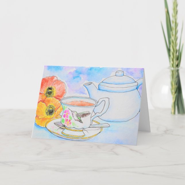 Tid för färgmålning av Tea Watercolor Kort (Framsida)