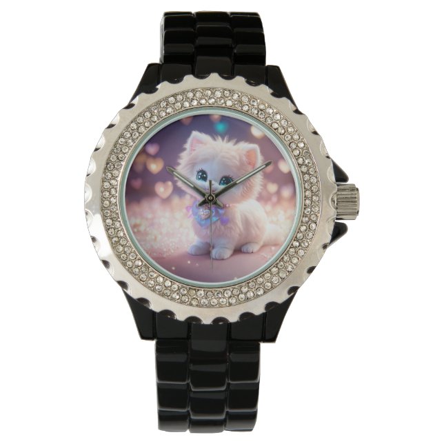 Tid för inkörning: Cute Cat Hand Watch Armbandsur (Framsida)