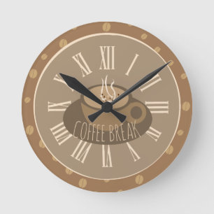 Tid för kaffefläck och bönor rund klocka
