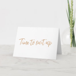 Tid för Kostym upp Chic Calligraphy Best Man-begär Inbjudan