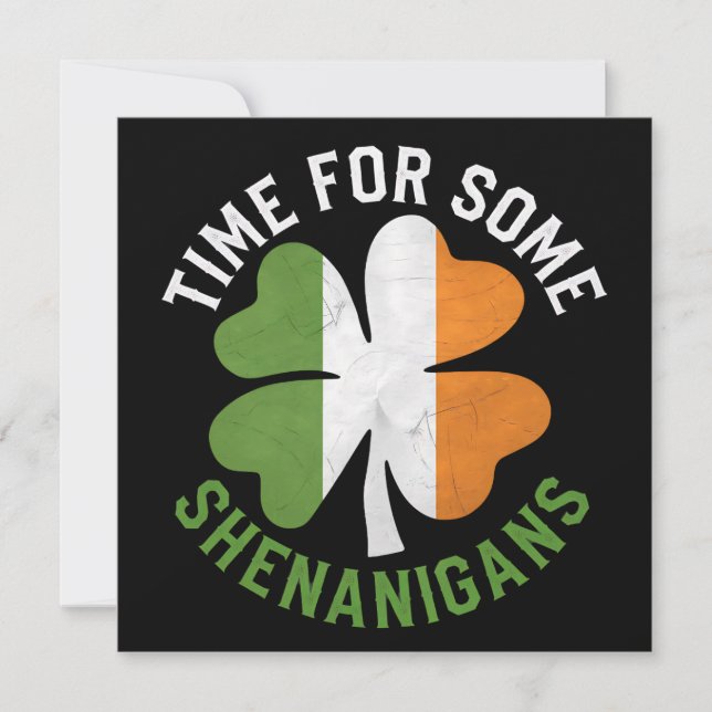 Tid för lite rackartyg med klöver St Patrick's Day Inbjudningar (Framsida)
