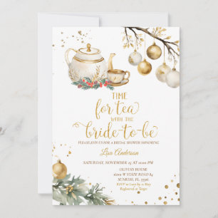 Tid för Möhippan för prydnadsföremål i Tea Guld Inbjudningar