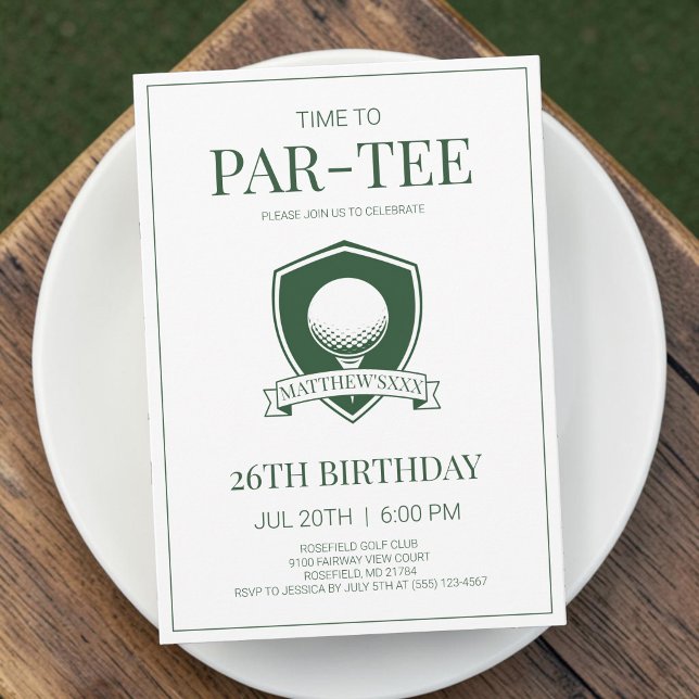 Tid för Par-Tee Green Golf 26-årsfest Inbjudningar (Time to Par-Tee Green Golf 26th Birthday Party Invitation)