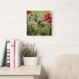 Tid för poppies fyrkantig klocka