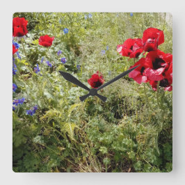 Tid för poppies fyrkantig klocka