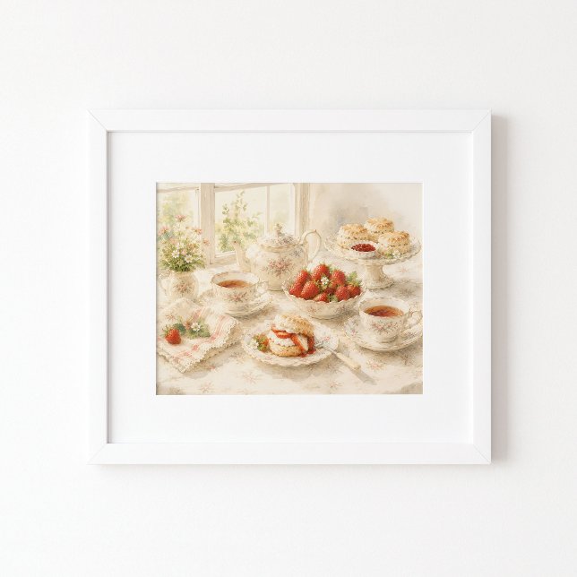 Tid för te Aquarell Art Print Poster (Skapare uppladdad)