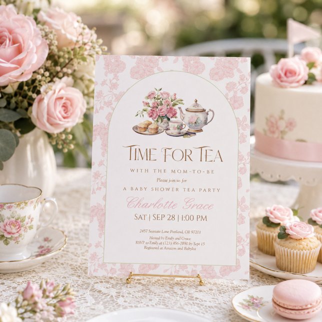 Tid för te baby shower-inbjudan tack kort (Skapare uppladdad)