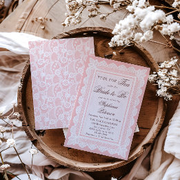 Tid för te Rosa spetsig bröllopsdusch Inbjudningar