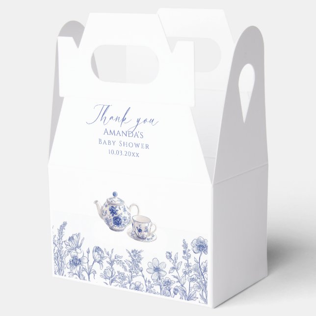 Tid för te Toile Baby Shower  Presentaskar (Öppnad)