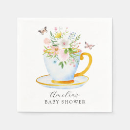 Tid för Tea Baby Shower Whimsical Wildblomma Pappersservett