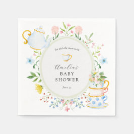Tid för Tea Baby Shower Whimsical Wildblomma Pappersservett